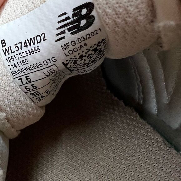 New Balance 574 Peach, Gray, Tan Neutral Sneakers Size 7.5 - Picture 4 of 12